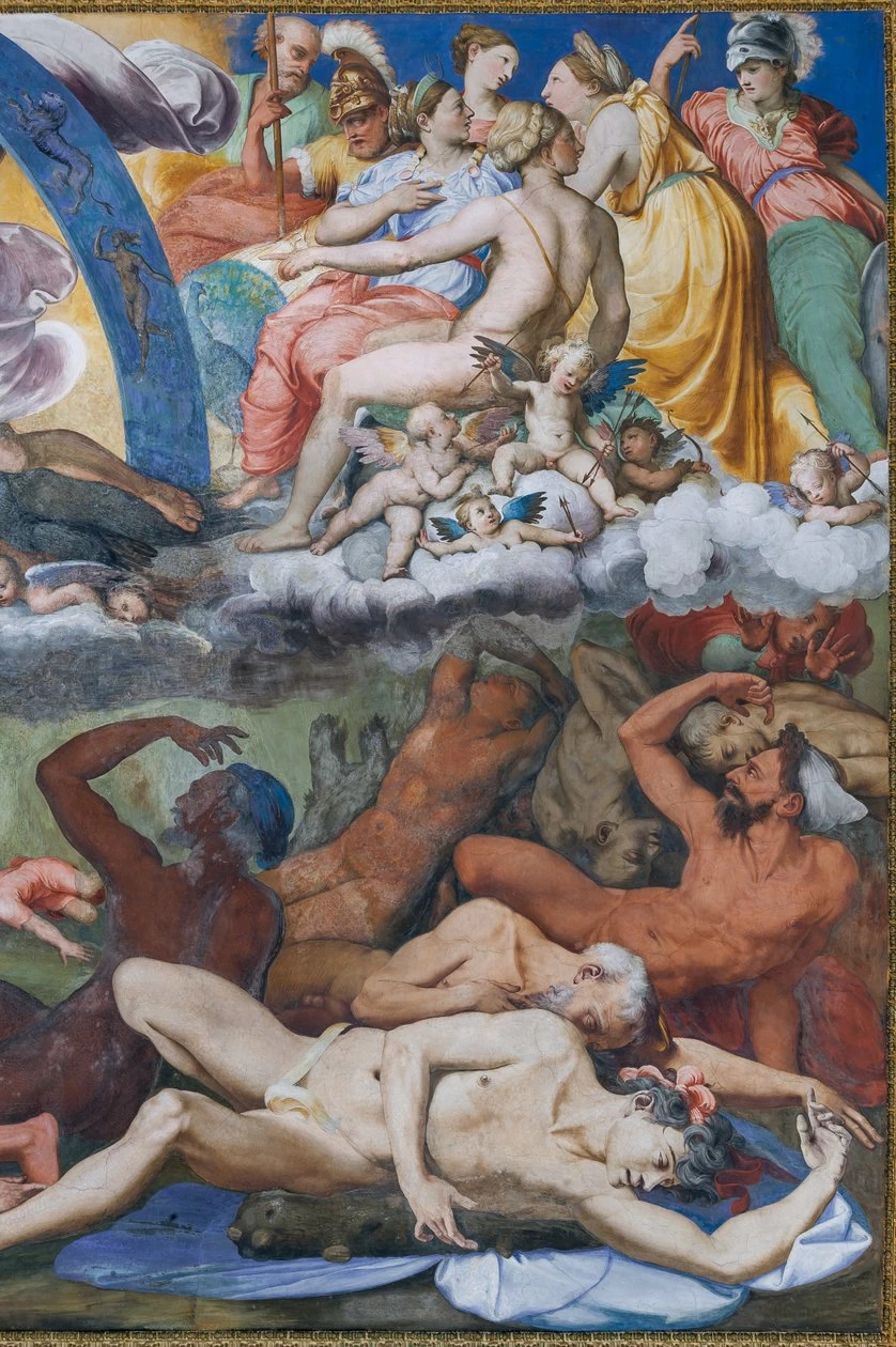 Perin del Vaga - Zeus che colpisce i Giganti ribelli (la Caduta dei Giganti) nella Sala di Giove, Palazzo di Andrea Doria (Villa del Principe), Genova, dettaglio 1